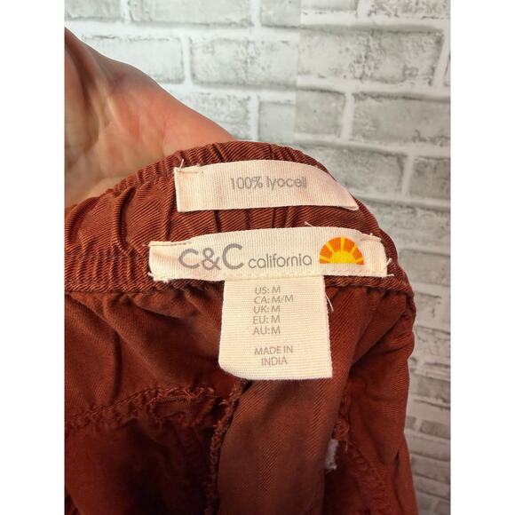 C&C California 100% Lyocel Rust Red Cargo Drawstring Pants Women's Medium - Picture 2 of 6